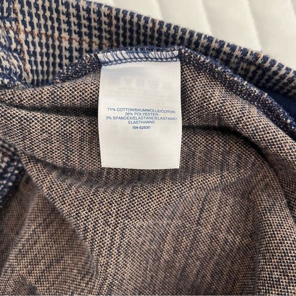 Land's End Women's Sport Knit Tapered Leg Pull On Pants Navy Plaid Size M - Picture 7 of 11